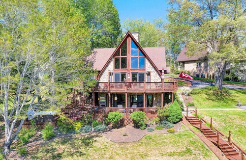 Goodview House | Scenic Waterfront A-frame with hot tub and dock