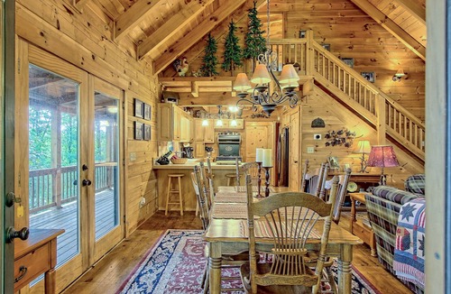 Ellijay Cabin | Secluded home on acreage with private hot tub, fireplace & wraparound deck