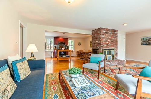 Falmouth House | Secluded home w/Trail to Beach & Sleeps 7