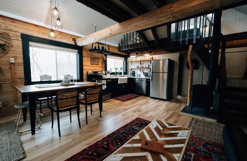 Ferryville Cabin | Secluded Rustic-Modern Log Cabin w/Hot Tub, Private Creekside Escape