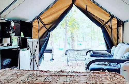 Prairie Lea House | Secluded Safari Tent on the San Marcos River - An Adventurous Glamping Vacation near Kingsbury, Texas