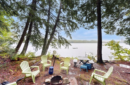 Kents Hill Cabin | Serene Cabin with Lakefront Access, Cozy Fire Pit, and Bunk House