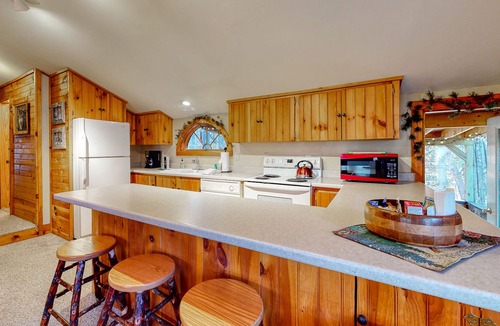 Fryeburg House | Serene home with fireplace, deck, firepit, central AC, & washer/dryer