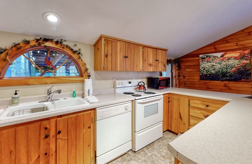 Fryeburg House | Serene home with fireplace, deck, firepit, central AC, & washer/dryer