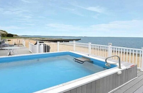 East Marion Cottage | Serene Seascape: Heated Pool, Private Beach & Dock
