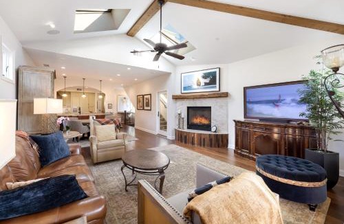 Old Towne House | Seventh Shore Stylish Seal Beach Home w Elevator Fireplace Bold Design