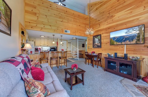 Chalet Village Condo | Sleep on a mtn top above the clouds! Gorgeous views, hot tubs suana king bed!