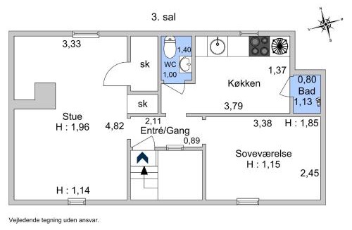Aalborg Apartment | Small, cozy penthouse with free parking