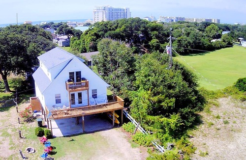 Salter Path House | Sound view beach retreat w/best of Island Life! Pets/Family welcome!