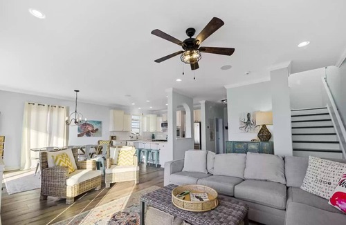 Topsail Beach House | Soundfront 4BR with Private Dock & Beach & Elevator. Walk to Town