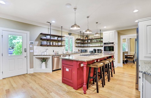 Flowery Branch House | Spacious Lake Front Home with beautiful Gardens, Pond, Waterfall, Pool, & Dock