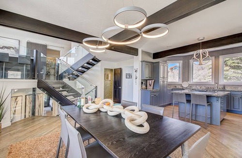 Deer Valley House | Spacious patio at secluded home in peaceful Deer Valley with private hot tub, BBQ grill