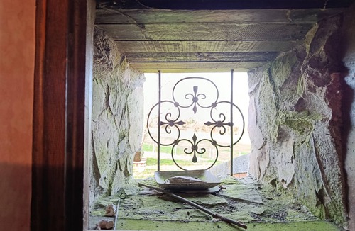 Saint-Fraimbault-de-Prieres Cottage | Stone house with lake view, fireplace, surrounding grassland