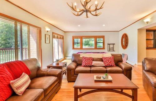 Jewett Center House | Stream-Side Atrium Home with Side Rooms & Pool Table