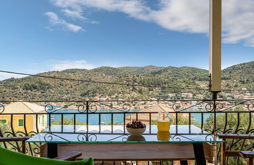 Vathy Apartment | Studio 'Veronis 1' with Sea View, Shared Pool & Wi-Fi