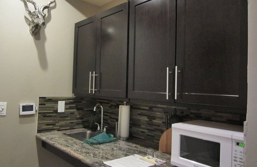 Lakeside Park Cabin | Studio with larger kitchenette, fireplace, and nearby attractions