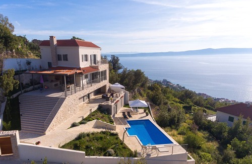 Podgora Villa | Stunning SEA VIEW: Modern luxury villa;250m2 terraces;big pool &garden,BBQ,sauna