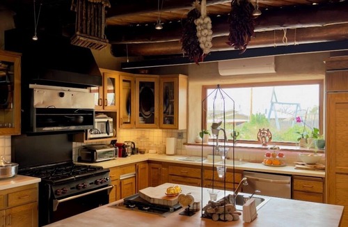 Taos House | Stunning Taos Adobe Estate on 5 Acres: Mountain Views, Fire Pit and Art.