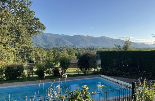 Ogeu-Les-Bains House | Stunning views of the Pyrenees, large secluded garden & private heated pool