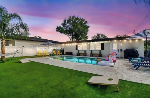 Sun Bay South House | Stylish Backyard PARADISE! Pool, Golf, Fire Pit