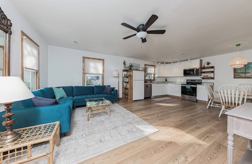 Swansboro House | Stylish Coastal Duplex A King Bed, Trundle, Terrace, Fenced Steps to Downtown