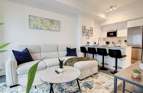 Kitchener Condo | Stylish Downtown Suite with Patio & City Views