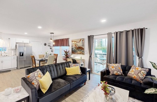 Charlotte House | Stylish & private guesthouse with sunny patio, central AC, & W/D - with pool