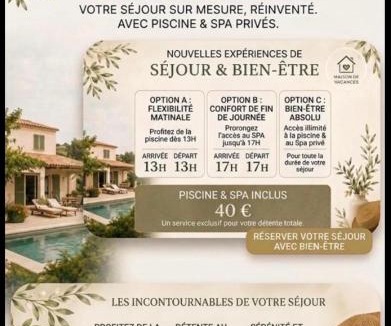 Rousson Villa | Suite romantique LMF SPA intérieur piscine privés jardin et lit King size