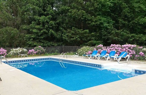 Amherst Apartment | Sun filled pool house with vaulted ceilings beautiful in ground pool and gardens