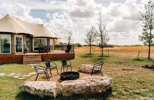 Prairie Lea House | Sundowner Safari Tent at Wahwahtaysee Resort on the San Marcos River