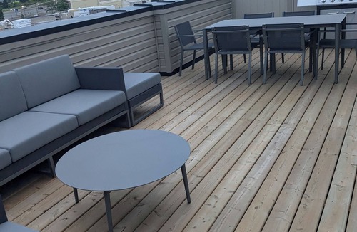 Pickering House | Sunlight, Rooftop terrace with BBQ set up, close to Pickering Casino.