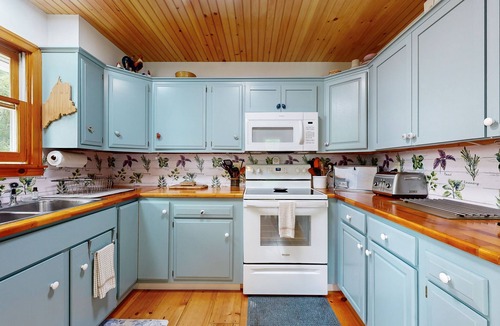 Warren House | Sunny, lakefront home on South Pond with private dock, great deck & firepit