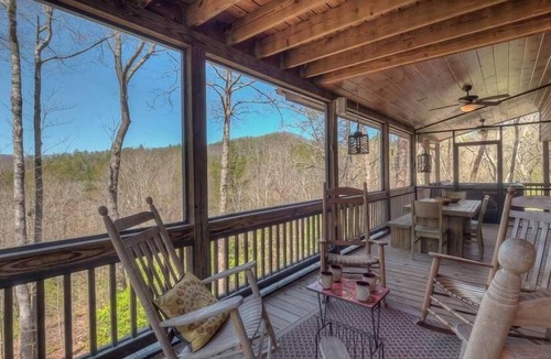 Blue Ridge Cabin | Sunset Ridge- Wooded Setting | Screened Deck | Relaxing Hot Tub