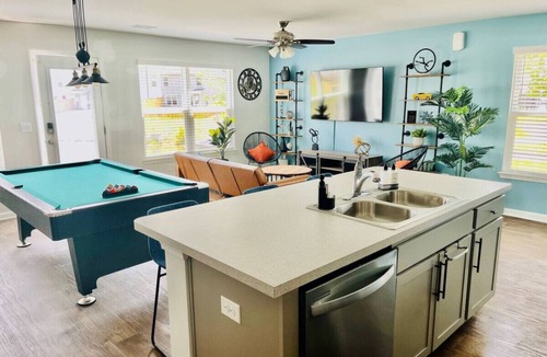 Lincolnville House | Sweet Spot - Pool table, blackout courtains