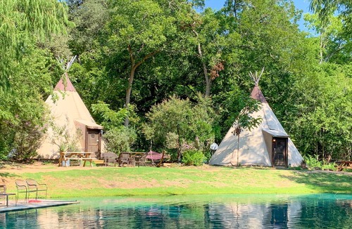 Seguin Cottage | Teepee 4 is a Peaceful Waterfront Teepee with Hammock and Firepit