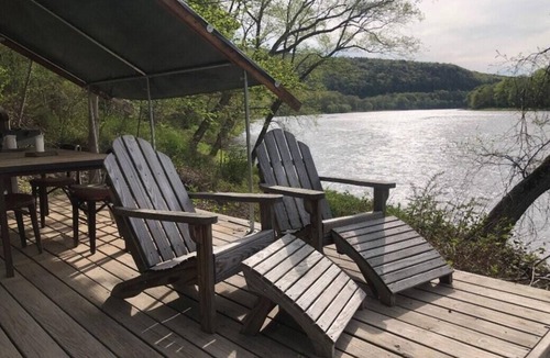 Pond Eddy RV Rental | Tentrr Signature Site - River's Edge Sunset