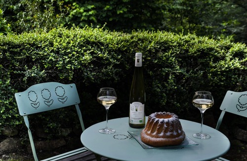 Lapoutroie Cottage | Terrace and garden with mountain views