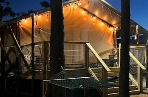 Fentress House | Texas Creekside Safari Tent Glamping Perfect for Nature Retreats for Water Sports Enthusiasts