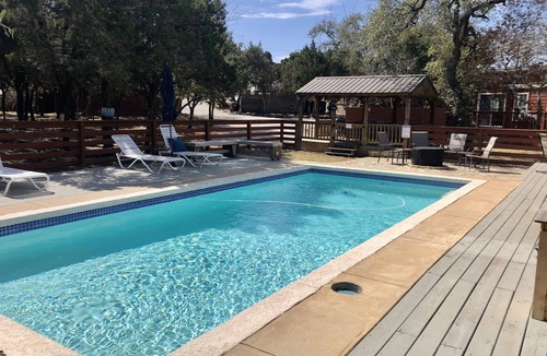 Austin Cabin | The Bison cabin in a gated 2 acre boutique tiny home resort with pool!