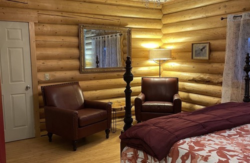 Bruno Cabin | The Canada Goose Lodge . Cozy up by the fire in this secluded Log Lodge.