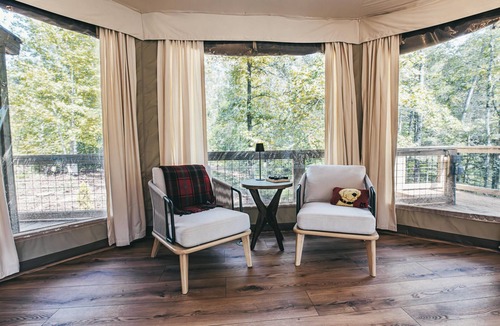 Mill Spring RV Rental | The Dogwood - Luxury Glamping Tent near Tryon International Equestrian Center - North Carolina