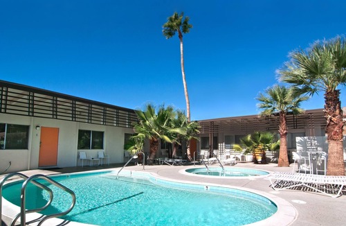 Desert Hot Springs Apartment | The Getaway 2BR #6: Pool, Mountain View, Kids/Pets welcome