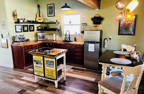 Walnut Springs House | THE GREENROOM, FUNKY music themed tiny home, walking distance to downtown!