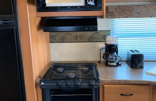 Langworthy RV Rental | The Happy Hornet Camper Rental on Campsite