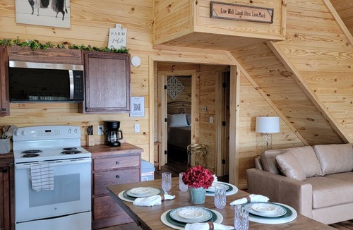 Dennis Cabin | The Red Magnolia on the Lake