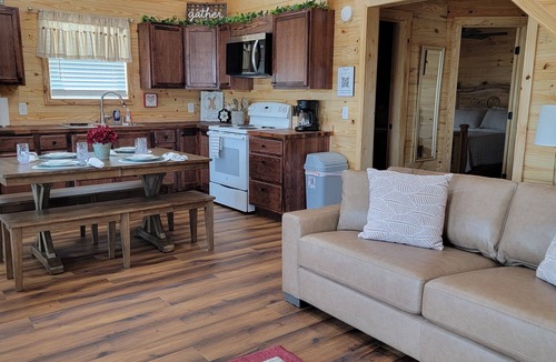Dennis Cabin | The Red Magnolia on the Lake