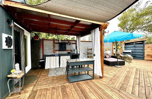 El Cajon Cabin | Tiny House Farm Stay with Outdoor Kitchen, Private Deck & Shared Pool