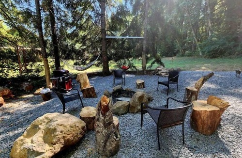 Eatonville Cabin | Tiny Safari themed cabin for 2 with private fire pit & BBQ