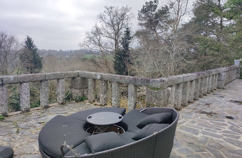 Huelgoat Cottage | Tree oasis. Large terrace overlooking lake and forest.