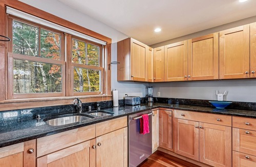 Stowe Area House | Treetops: 4 br, woodstove, a/c, deck & views, firepit, garage, great location!